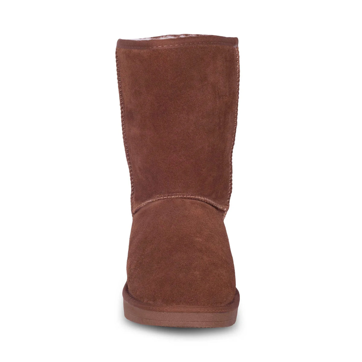 Women's chestnut 9 inch sheepskin boot, front view