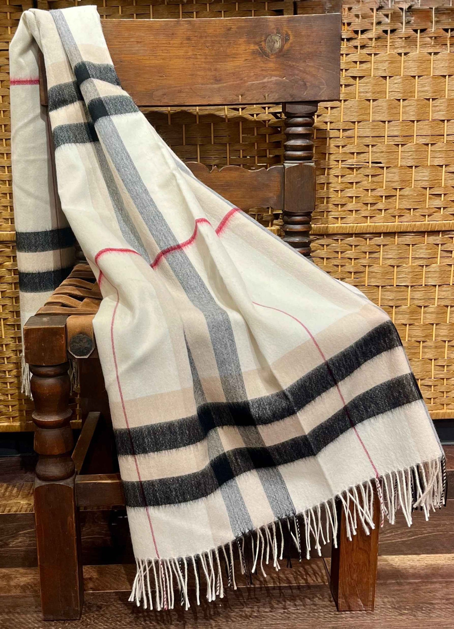 Ivory English Baby Alpaca Throw for Home Decor