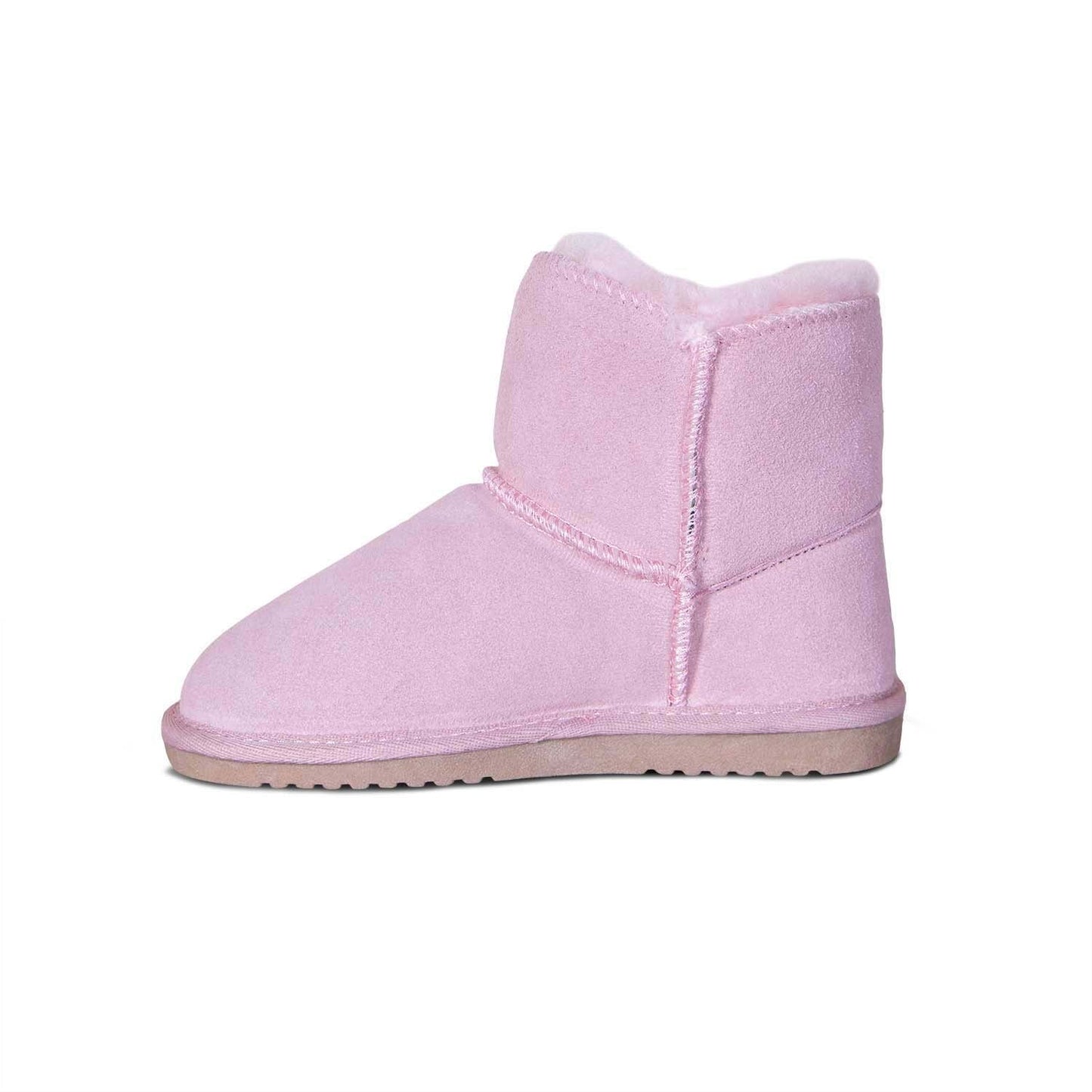Kids' pink sheepskin pom-pom boot, inner side view