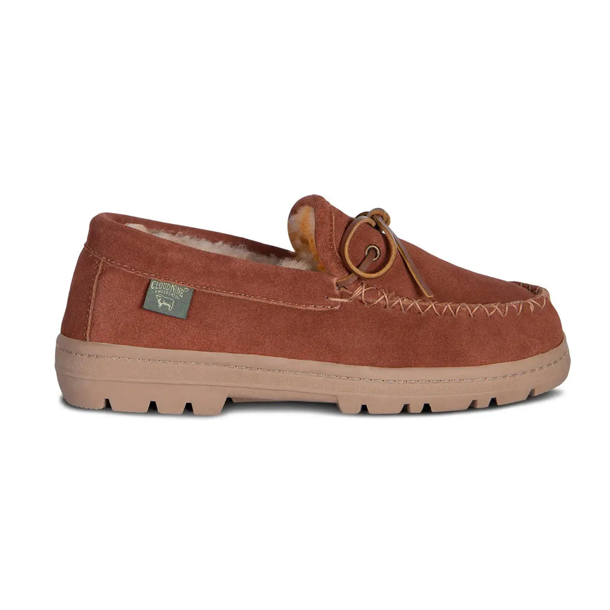Men's Trekker sheepskin moccasin — rugged sole, genuine sheepskin interior