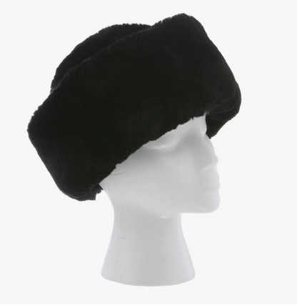 A Black Snow Ball Hat on a Mannequin